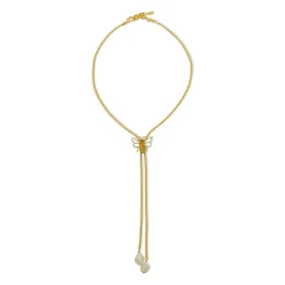 Bee Lariat Necklace in Mother of Pearl and Swarovski