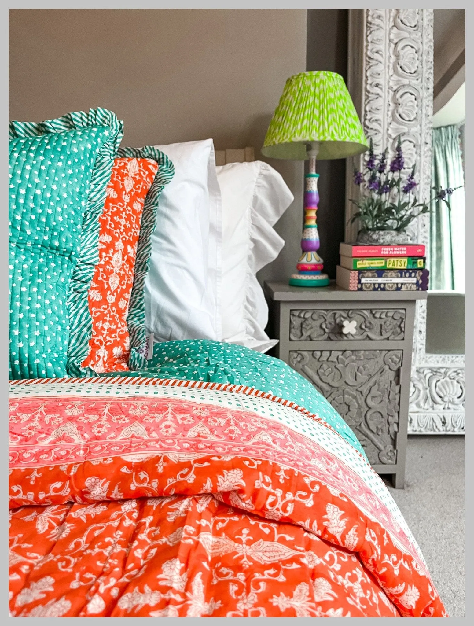 Block Print Heirloom Quilt | Palatial Coral