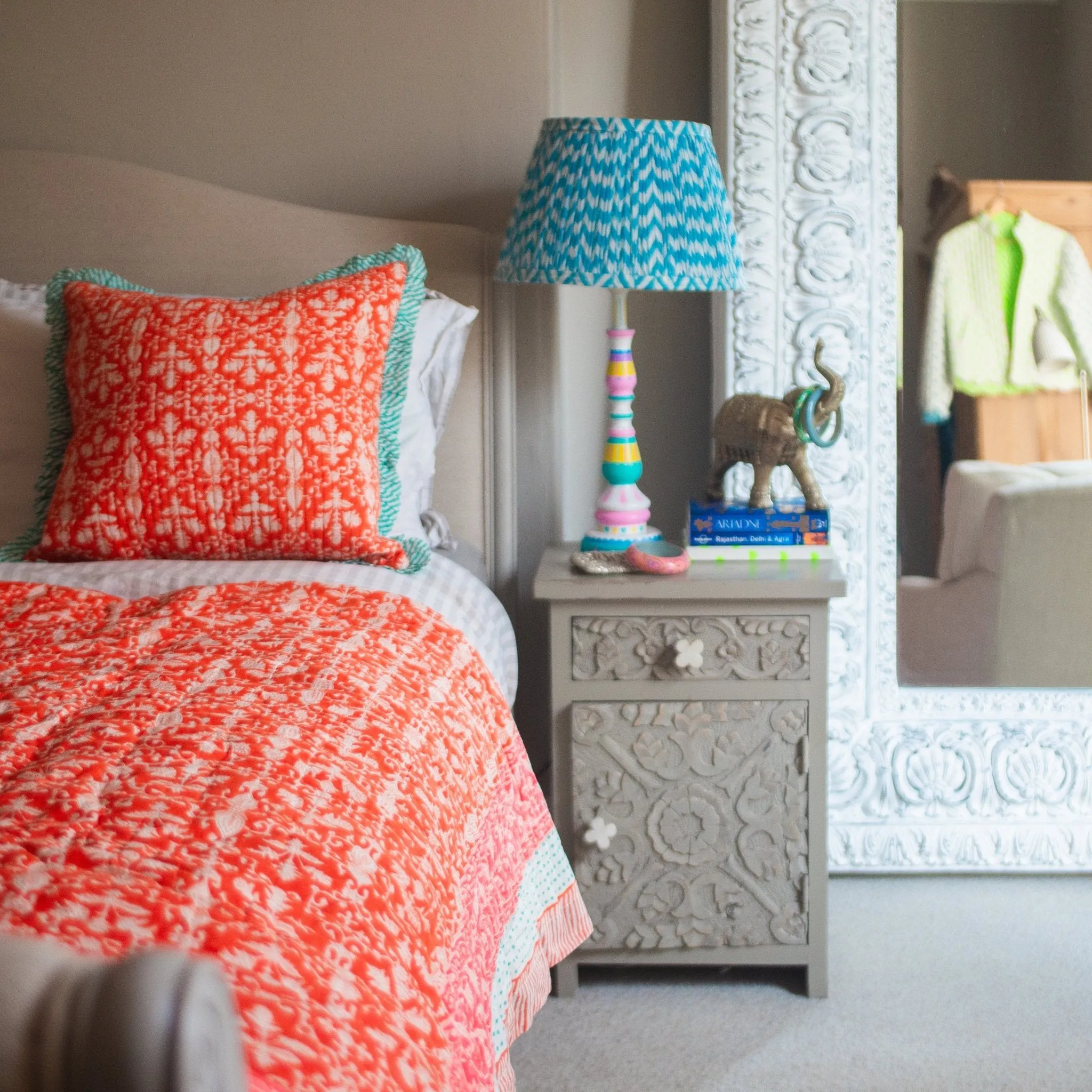 Block Print Heirloom Quilt | Palatial Coral