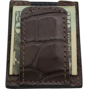 Brown Alligator Money Clip Wallet With Credit Card Slots
