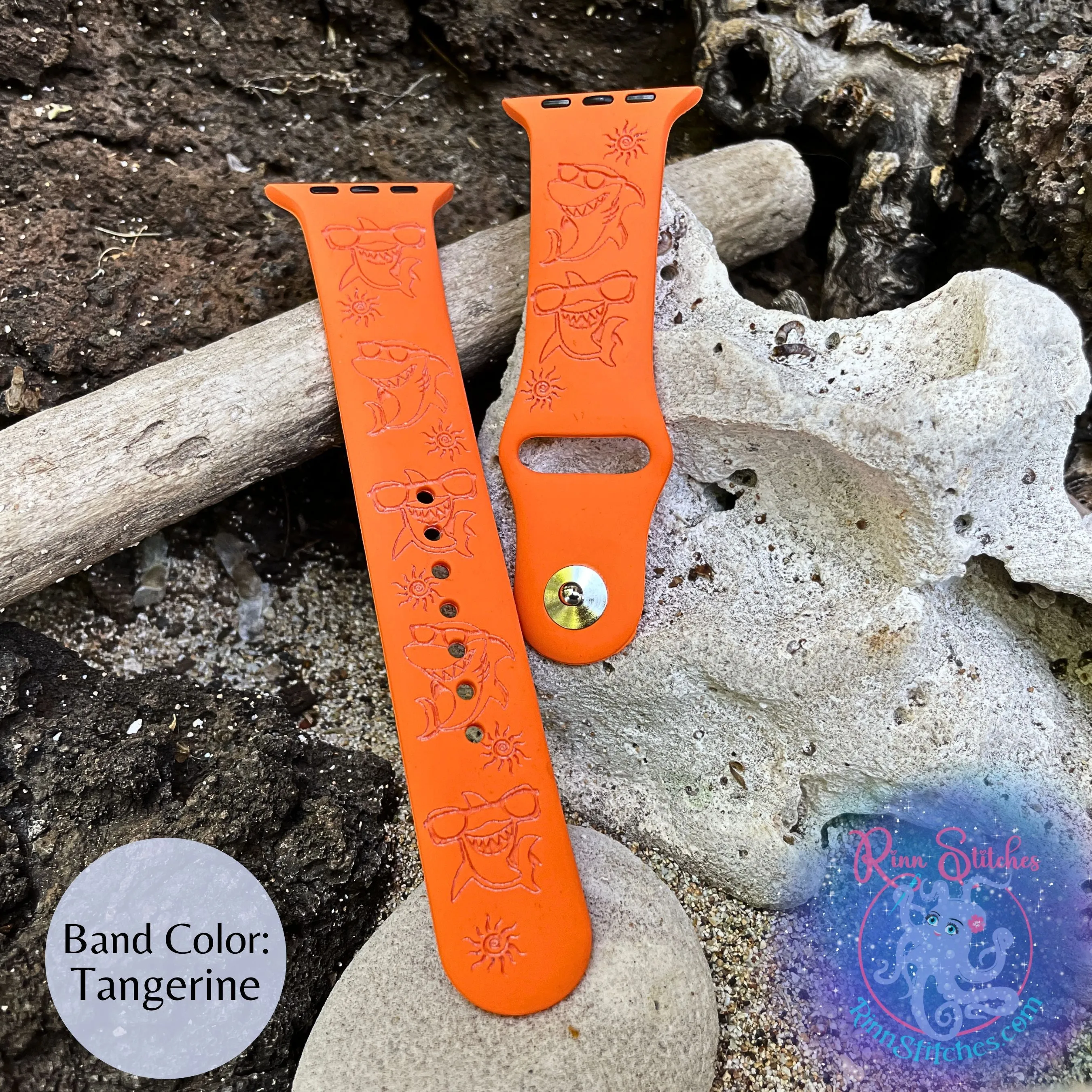 Cool Sharks Silicone Apple Watch Band - Laser Engraved