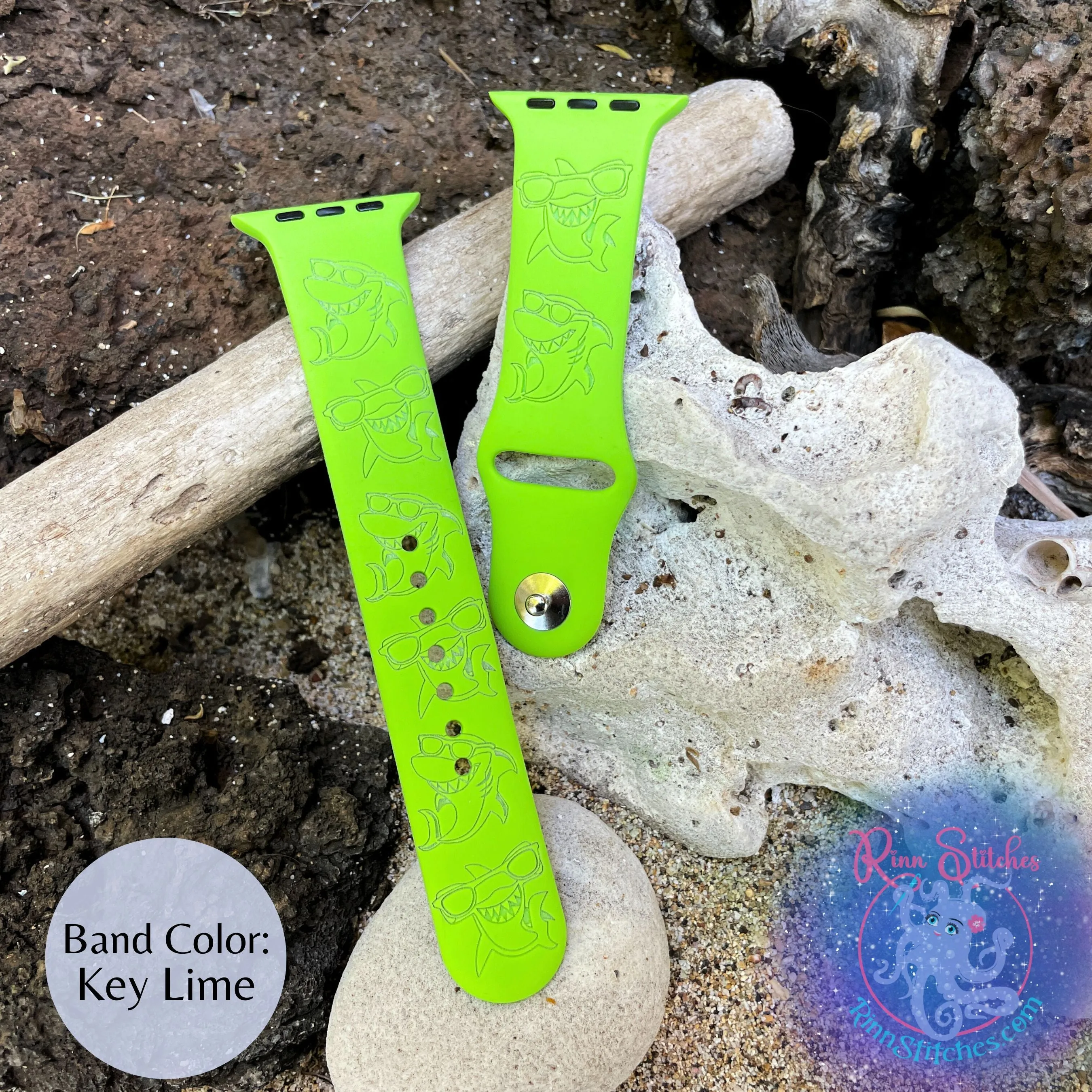 Cool Sharks Silicone Apple Watch Band - Laser Engraved