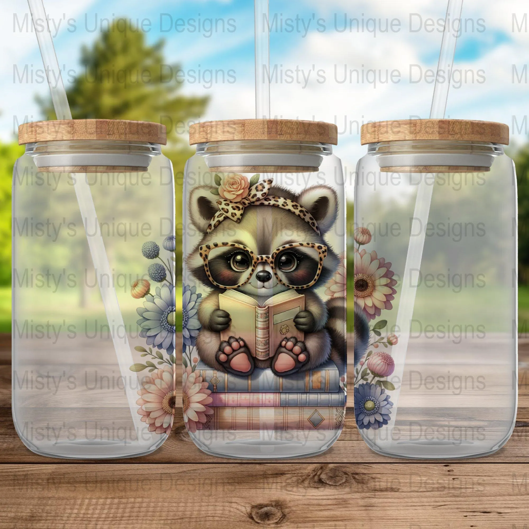 Cute Raccoon Reading Books Clipart, Adorable Animal with Glasses Digital Download, Woodland Animal Printable PNG, Instant Download