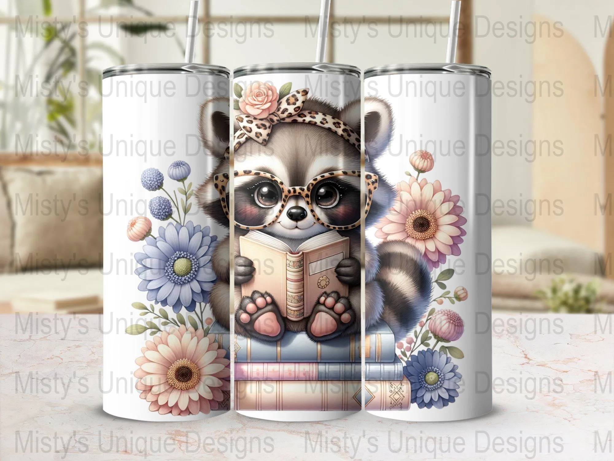 Cute Raccoon Reading Books Clipart, Adorable Animal with Glasses Digital Download, Woodland Animal Printable PNG, Instant Download
