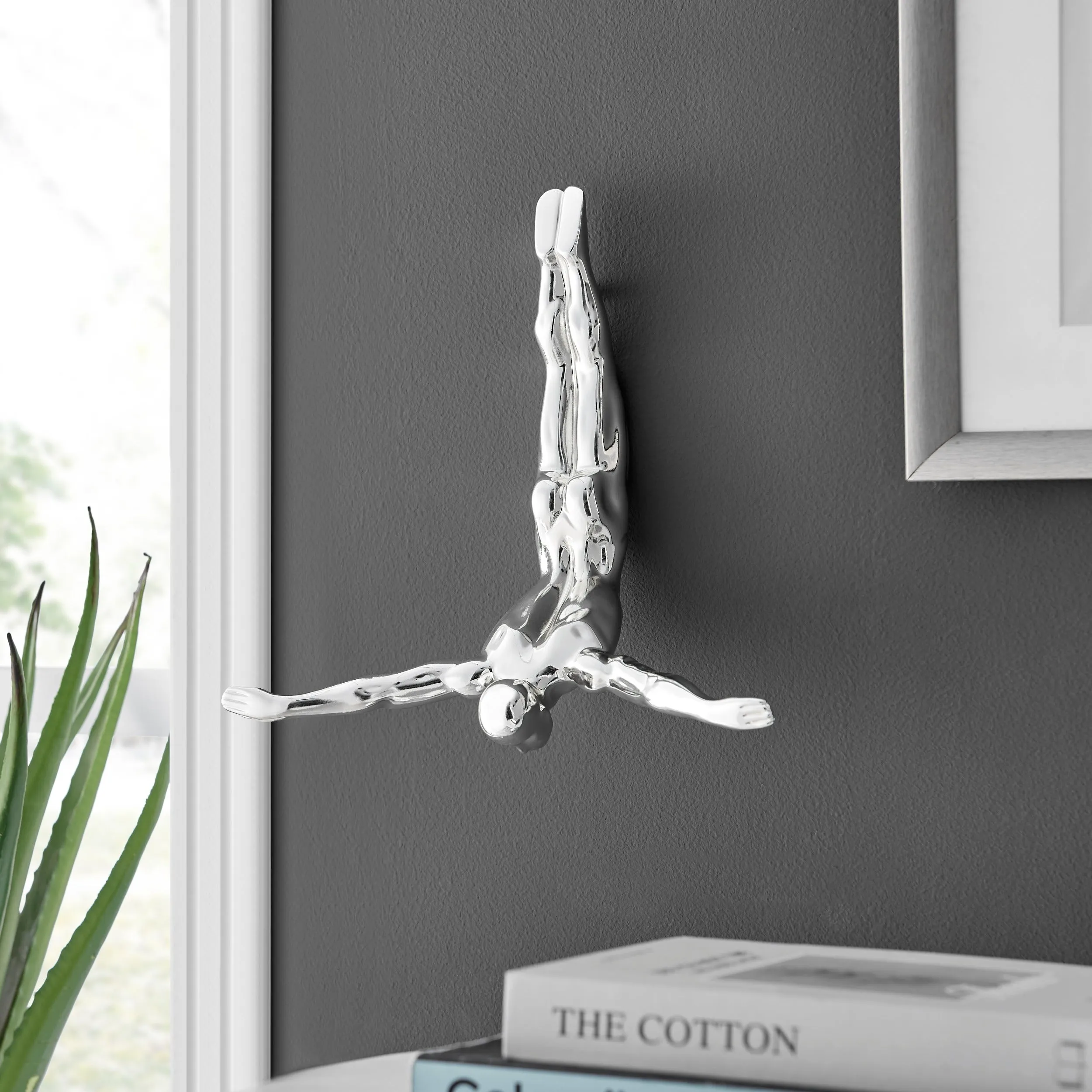 Diver Wall Decor Sculpture //11" Chrome