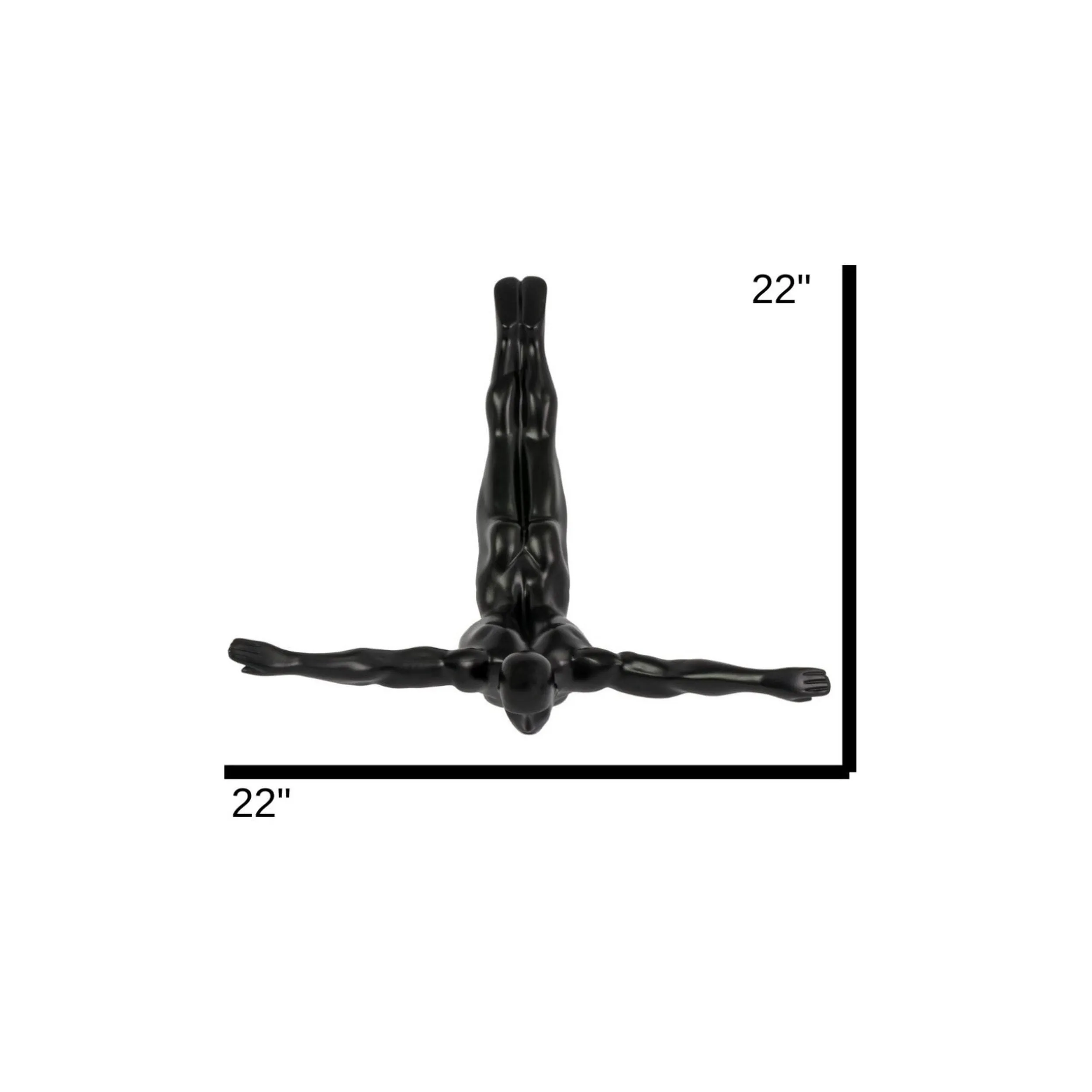 Diver Wall Decor Sculpture // 22" Matte Black