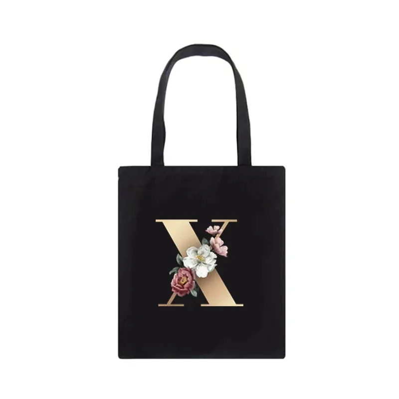 Floral Initial Tote Bag