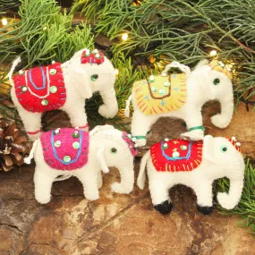 Four Fair Trade White Elephant Ornaments Set - White Elephants | NOVICA