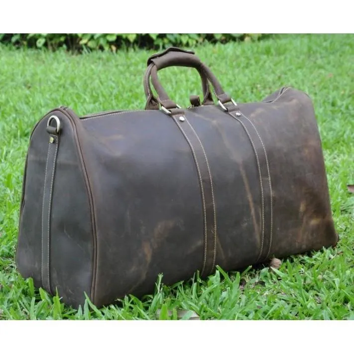 Genuine Leather Mens Vintage Leather Duffle Bag
