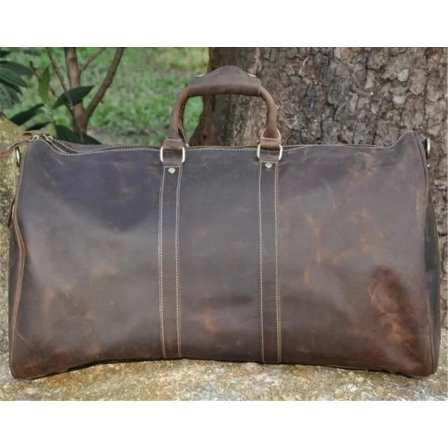 Genuine Leather Mens Vintage Leather Duffle Bag