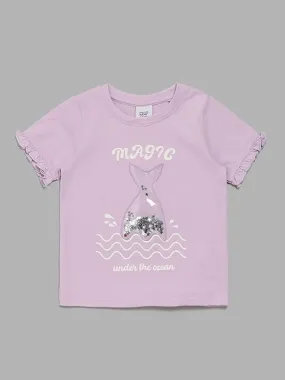 HOP Kids Fish-Tail Embellished Lilac T-Shirt