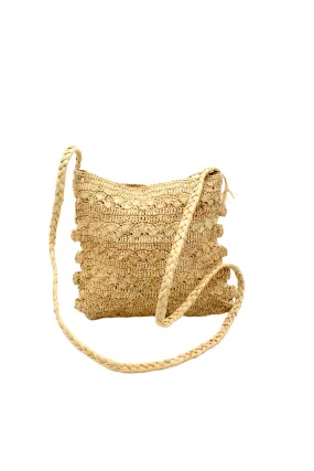 Kristen Crochet Straw Crossbody Bag with Nub Edge