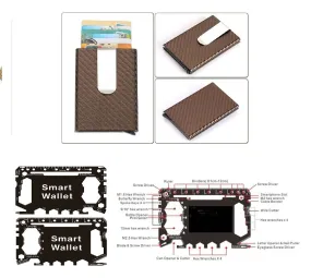Metal Wallet money Clip for credit cards RFID Blocker   Smart Multi Tool