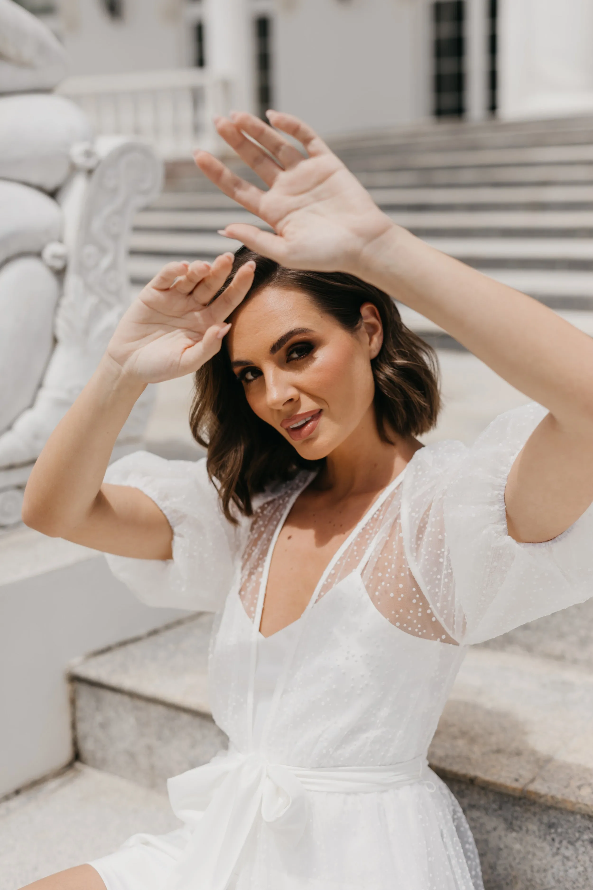 Mila Flocked Spot Lace Maxi Bridal Robe - Includes Slip