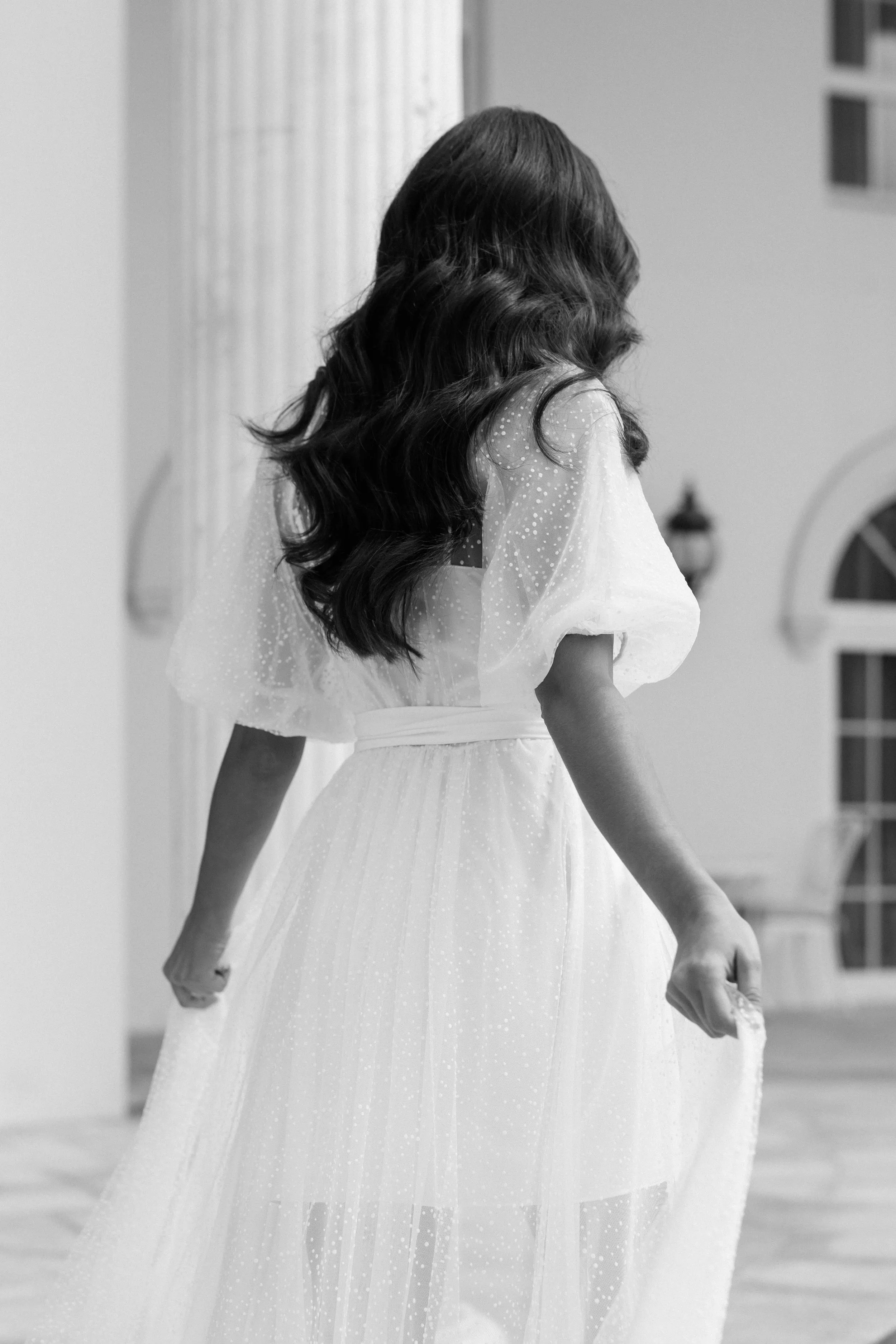 Mila Flocked Spot Lace Maxi Bridal Robe - Includes Slip