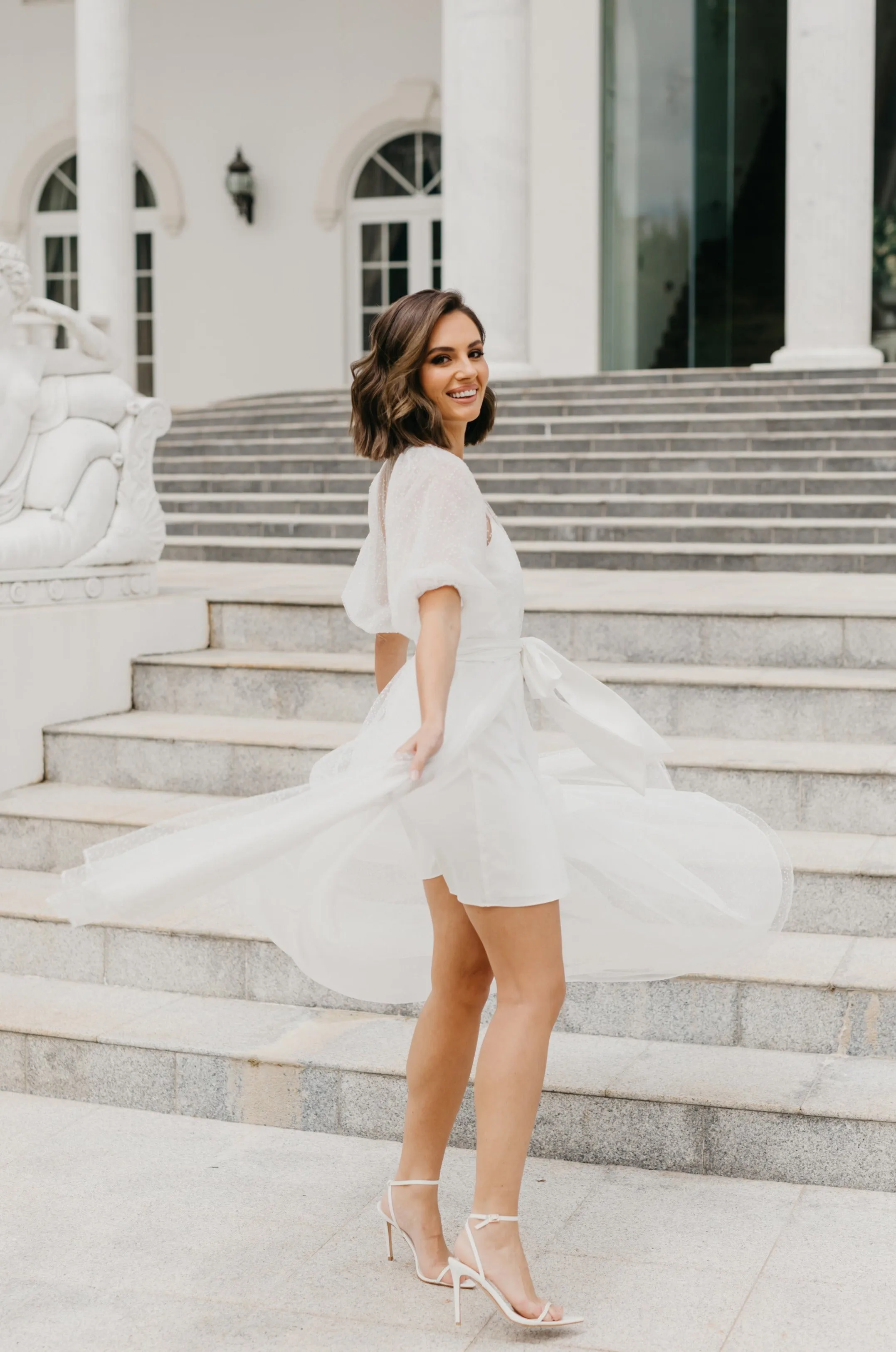 Mila Flocked Spot Lace Maxi Bridal Robe - Includes Slip