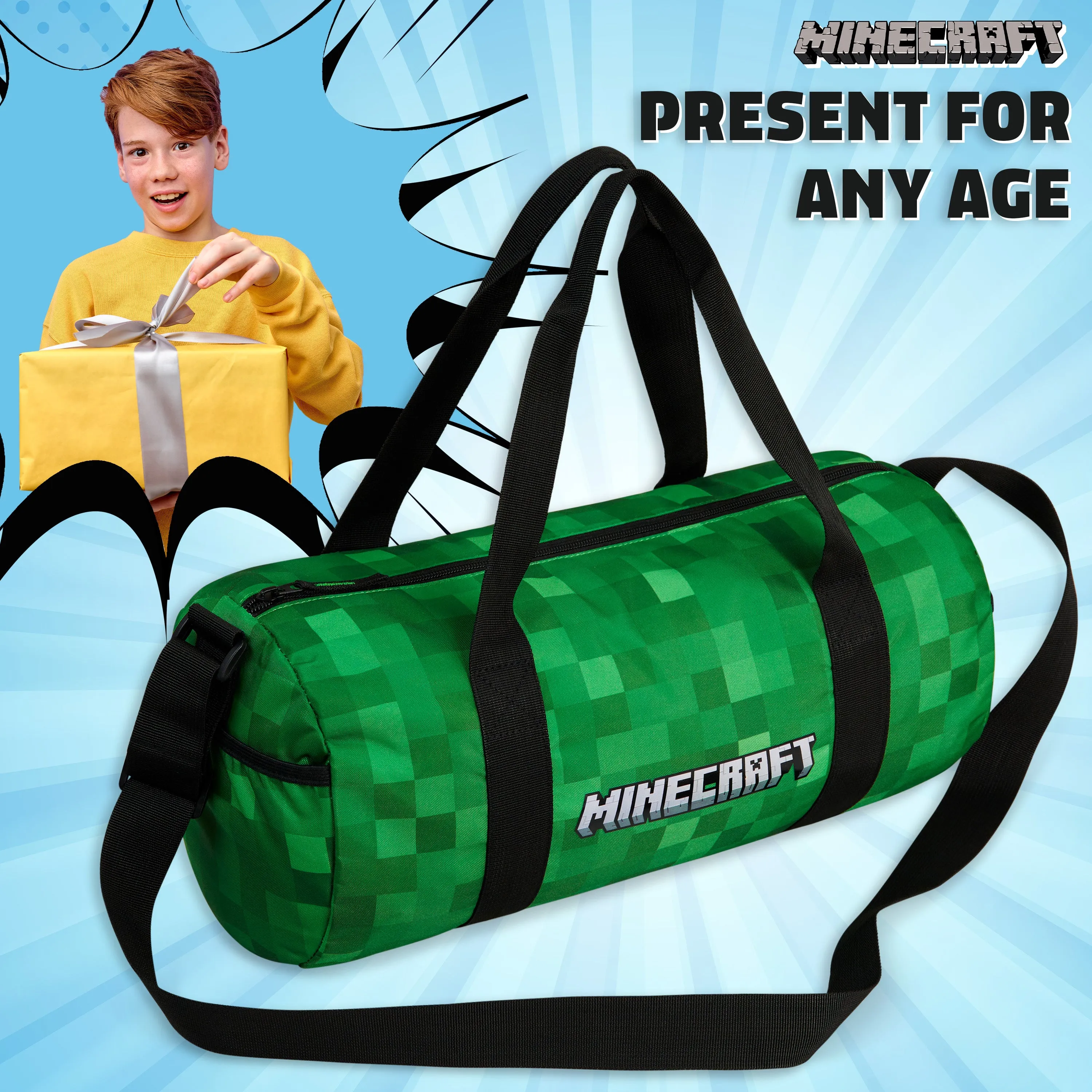 Minecraft Gym Bag for Kids, Boys Duffle Bag Large Holdall
