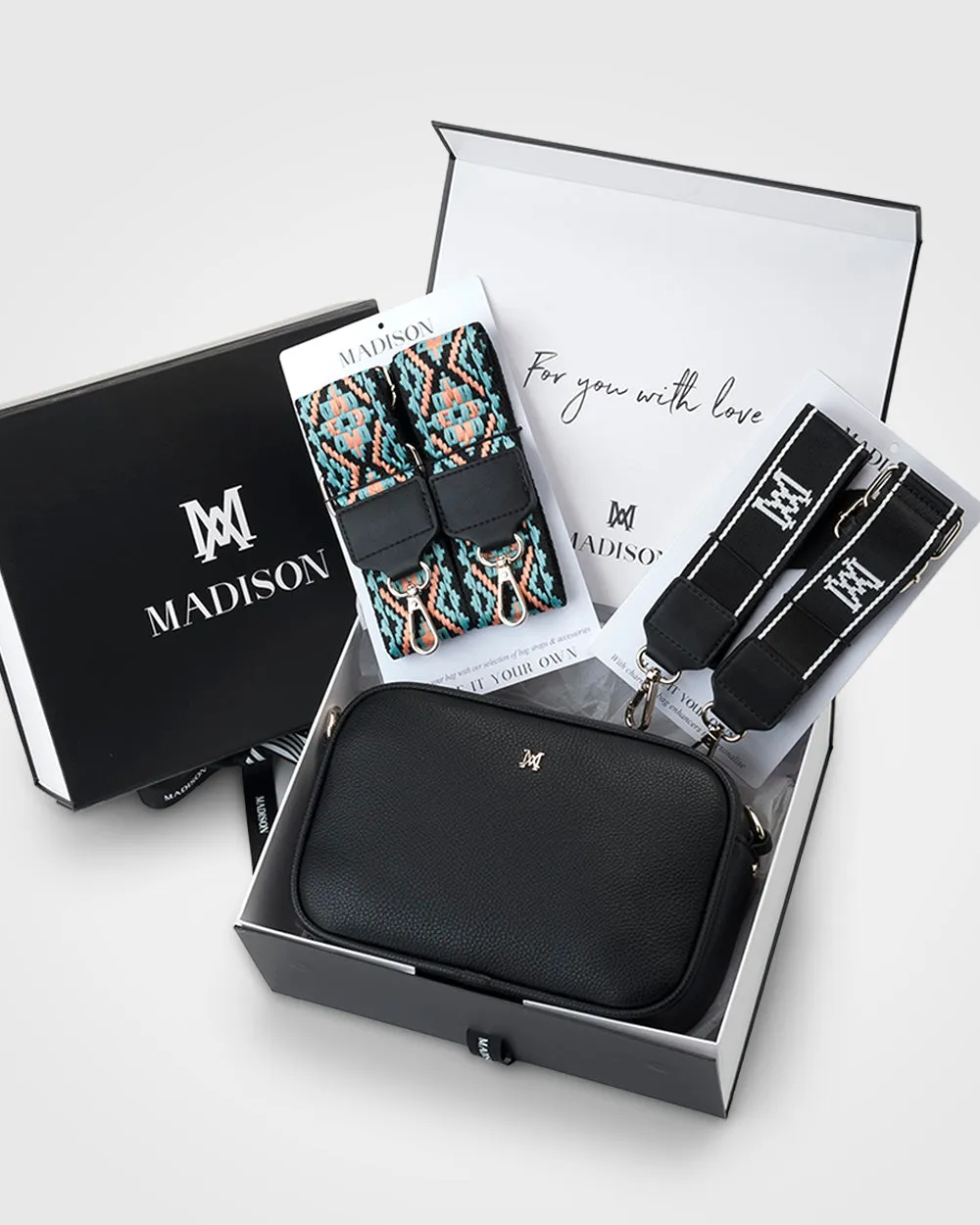 Monica "Wear it 3 Ways" Giftbox - Aztec, Monogram Stripe & Matching Bag Strap