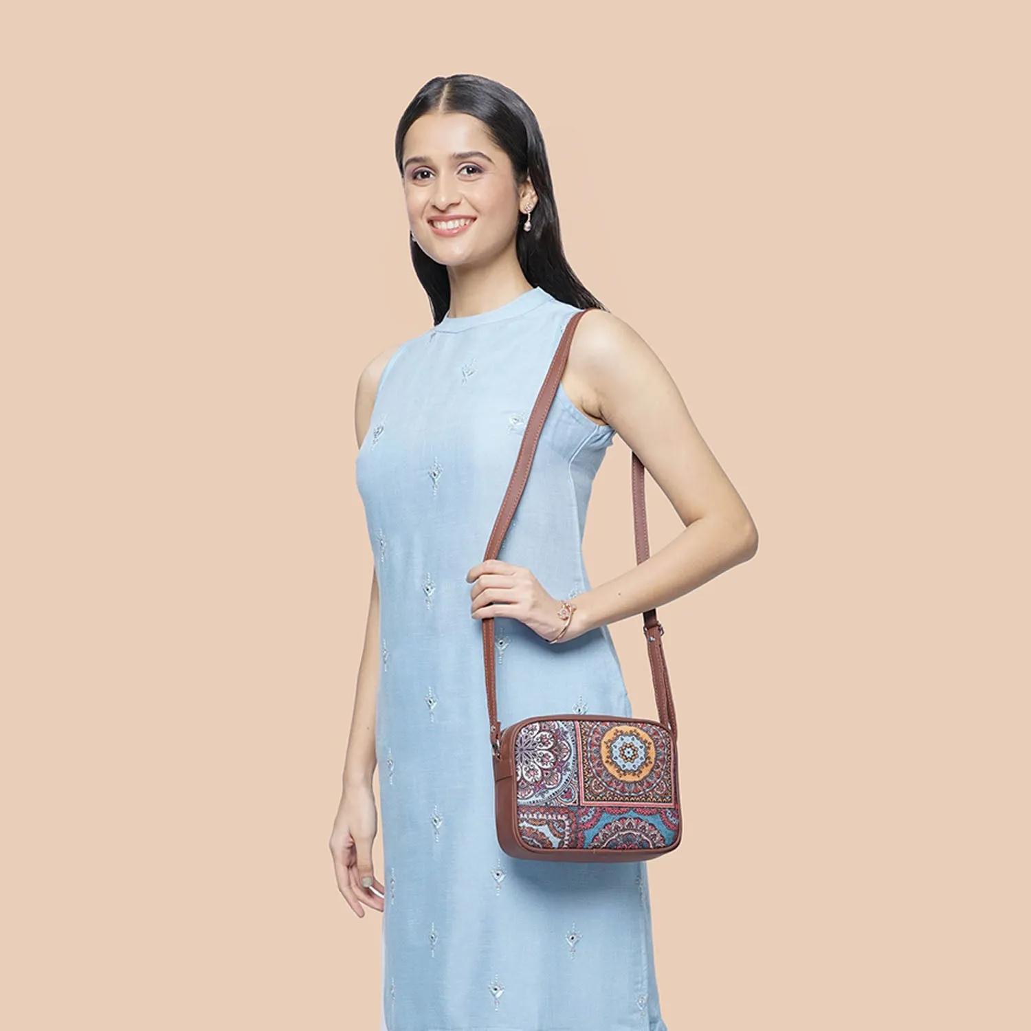 Multicolor Mandala Print Sling Bag