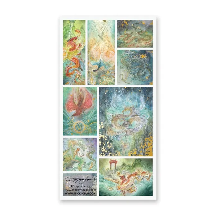 Mythical Water Dragons Sticker Sheet