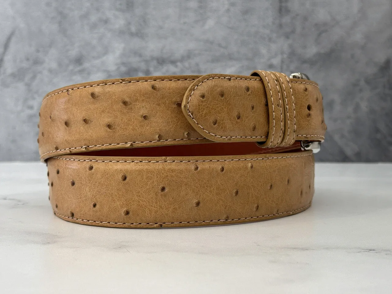 Ostrich Quill Belt: Antique Saddle