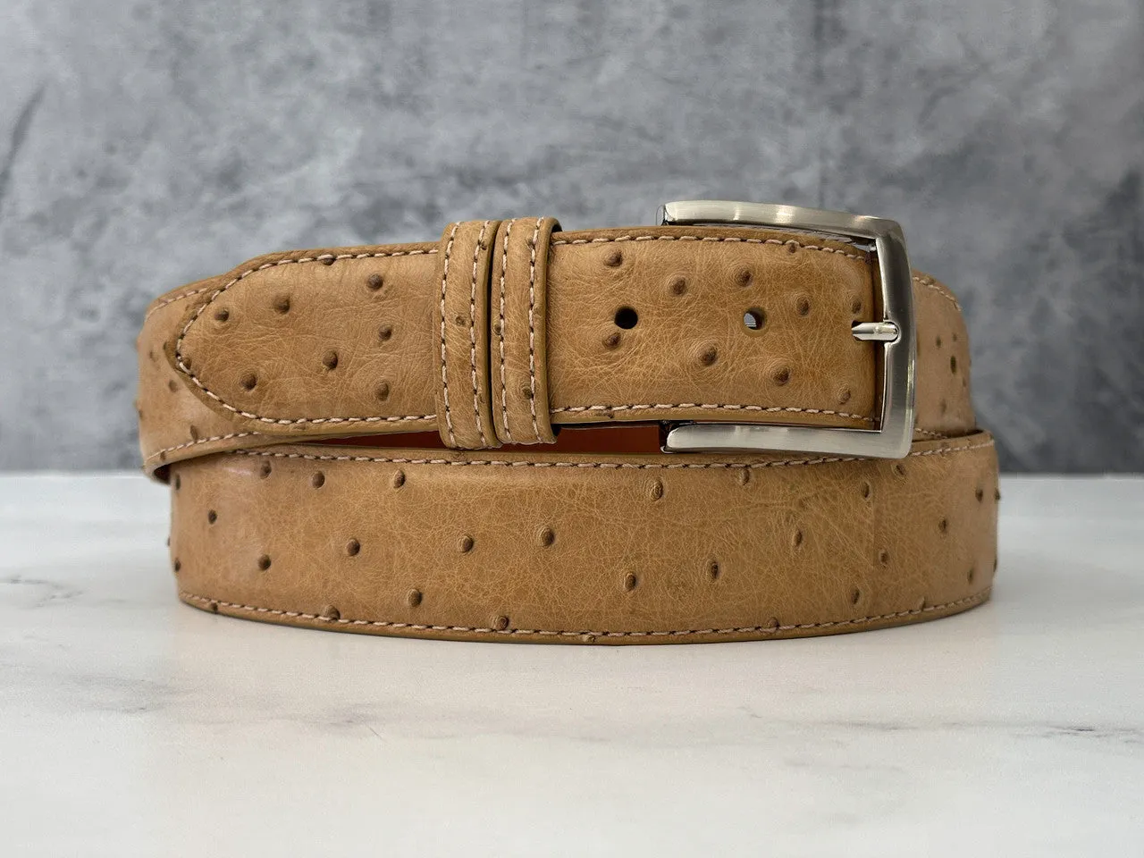 Ostrich Quill Belt: Antique Saddle