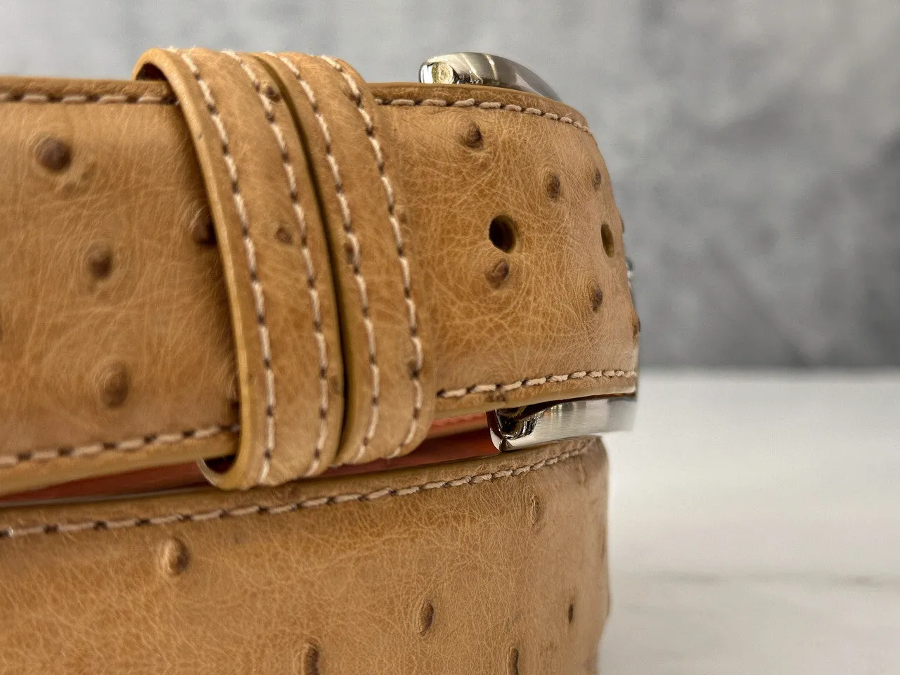 Ostrich Quill Belt: Antique Saddle