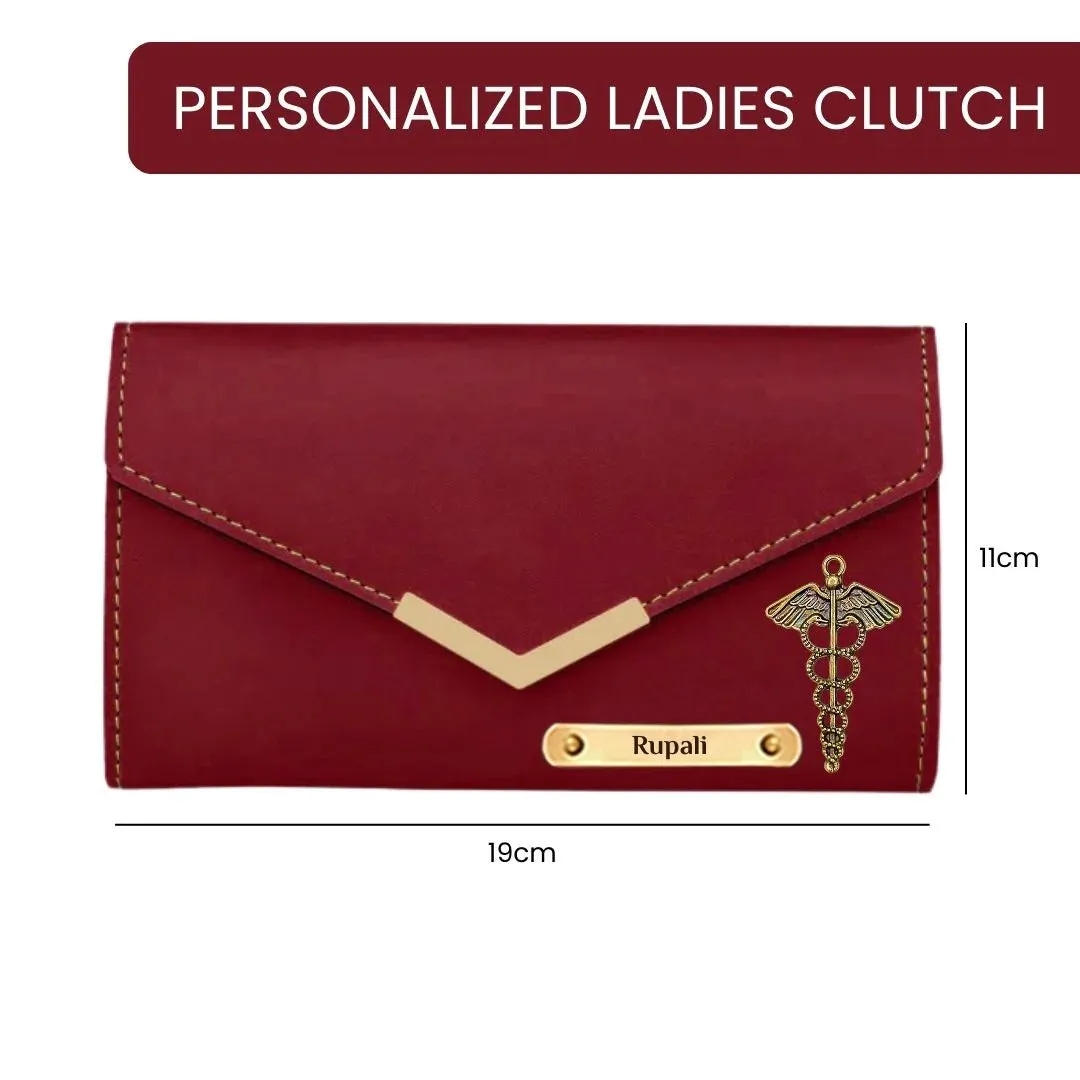 Personalized Womens Wallet with Name & Charms - Maroon