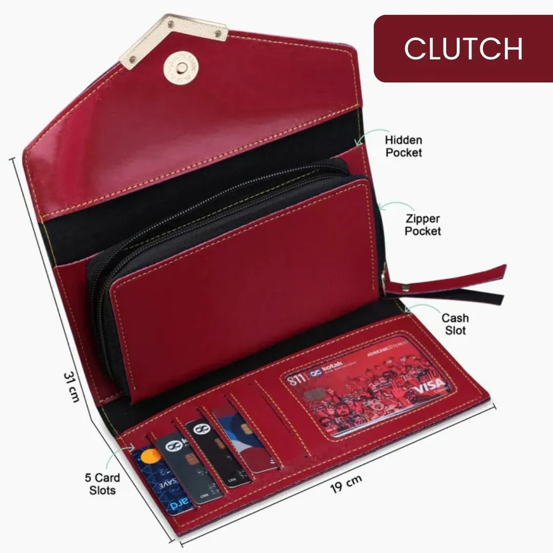 Personalized Womens Wallet with Name & Charms - Maroon