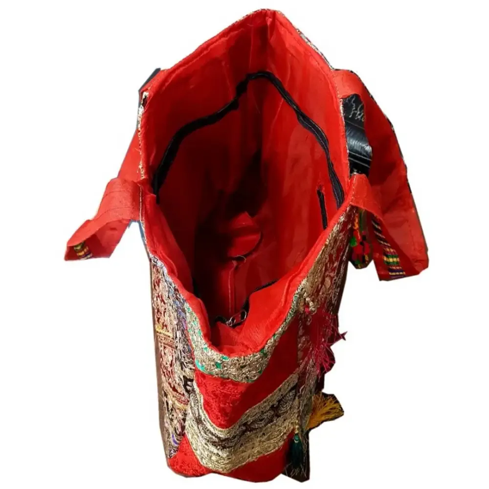 Rajisthani Jaipuri Handicraft Womens Huge Patch Work and Embroidered A Real Banjara Bag (Multicolour)