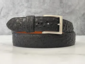 Ready To Ship Ostrich Quill Belt: Black 1.5" width