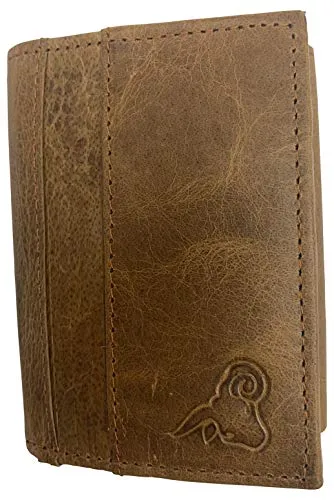 RFID Genuine Leather Slim Mens Trifold Wallet With ID Window Front Pocket USA Series Wallet Gift Box