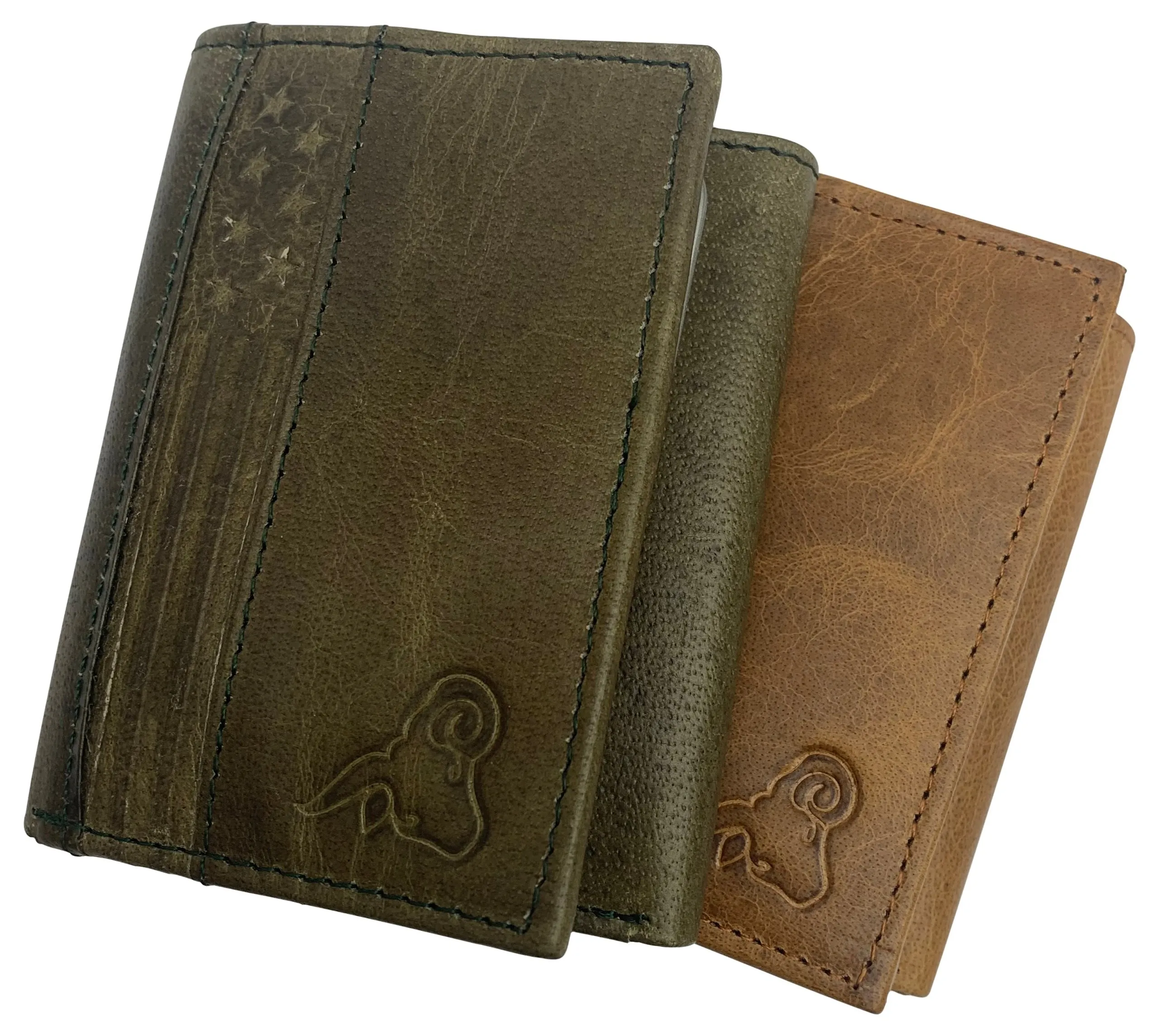 RFID Genuine Leather Slim Mens Trifold Wallet With ID Window Front Pocket USA Series Wallet Gift Box