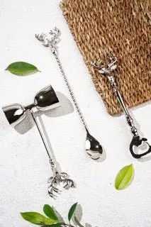 Saarang Bar Set | Lead-free Brass | Set of 4 | Gift Set | Silver Bar Set