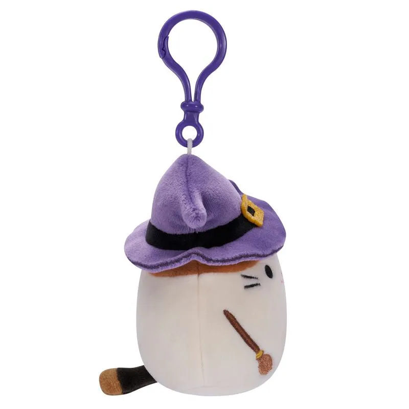 Squishmallows Season Halloween 3.5 Inch Plush Clip-On Cam Cat With Broomstick