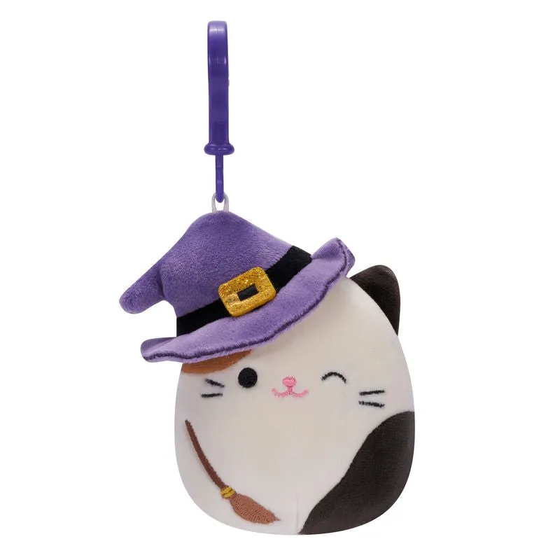 Squishmallows Season Halloween 3.5 Inch Plush Clip-On Cam Cat With Broomstick