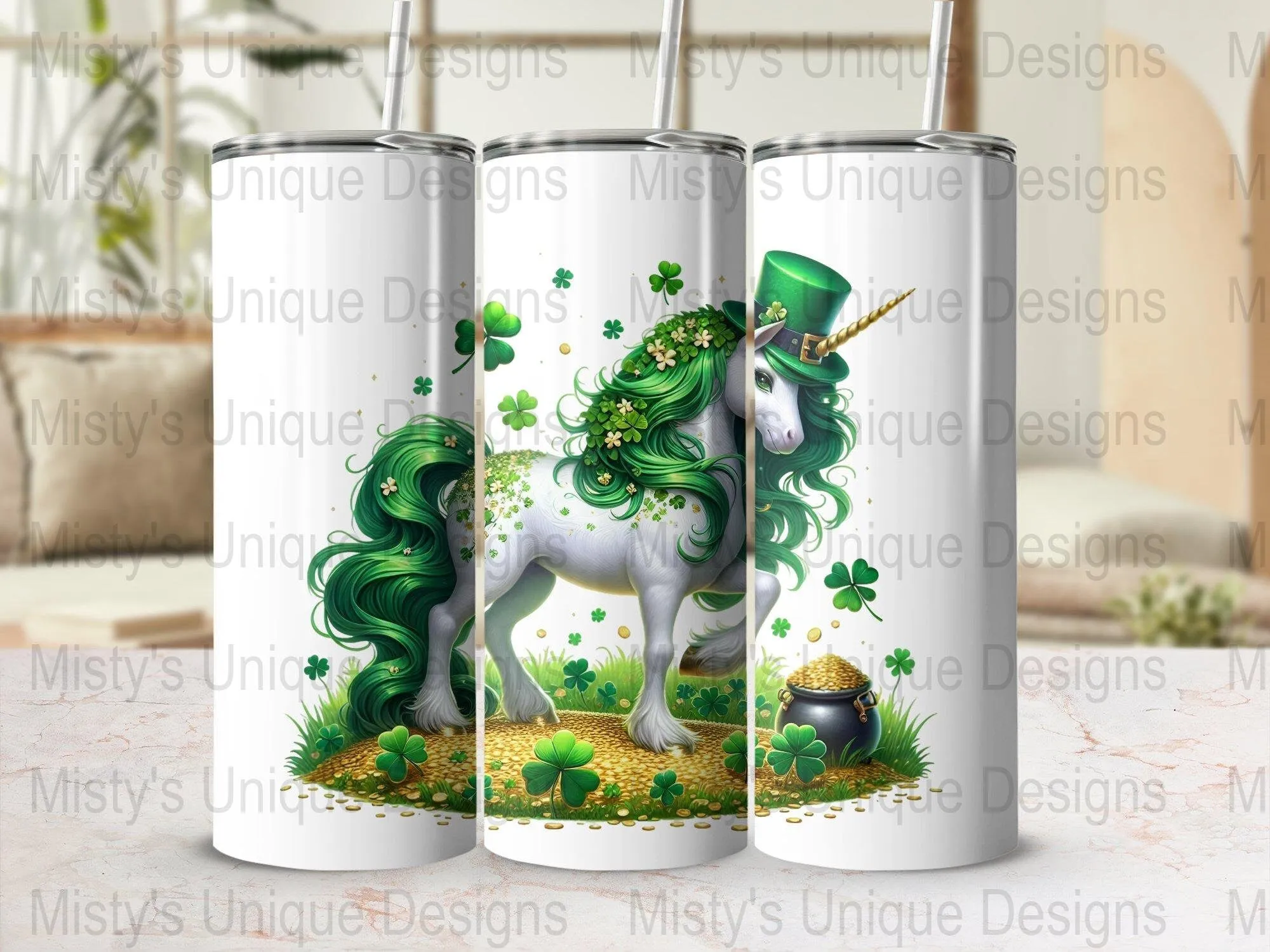 St. Patrick&#39;s Day Unicorn Clipart, Green Floral Unicorn PNG, Digital Download, Irish Celebration, Magical Horse Illustration, Party Decor