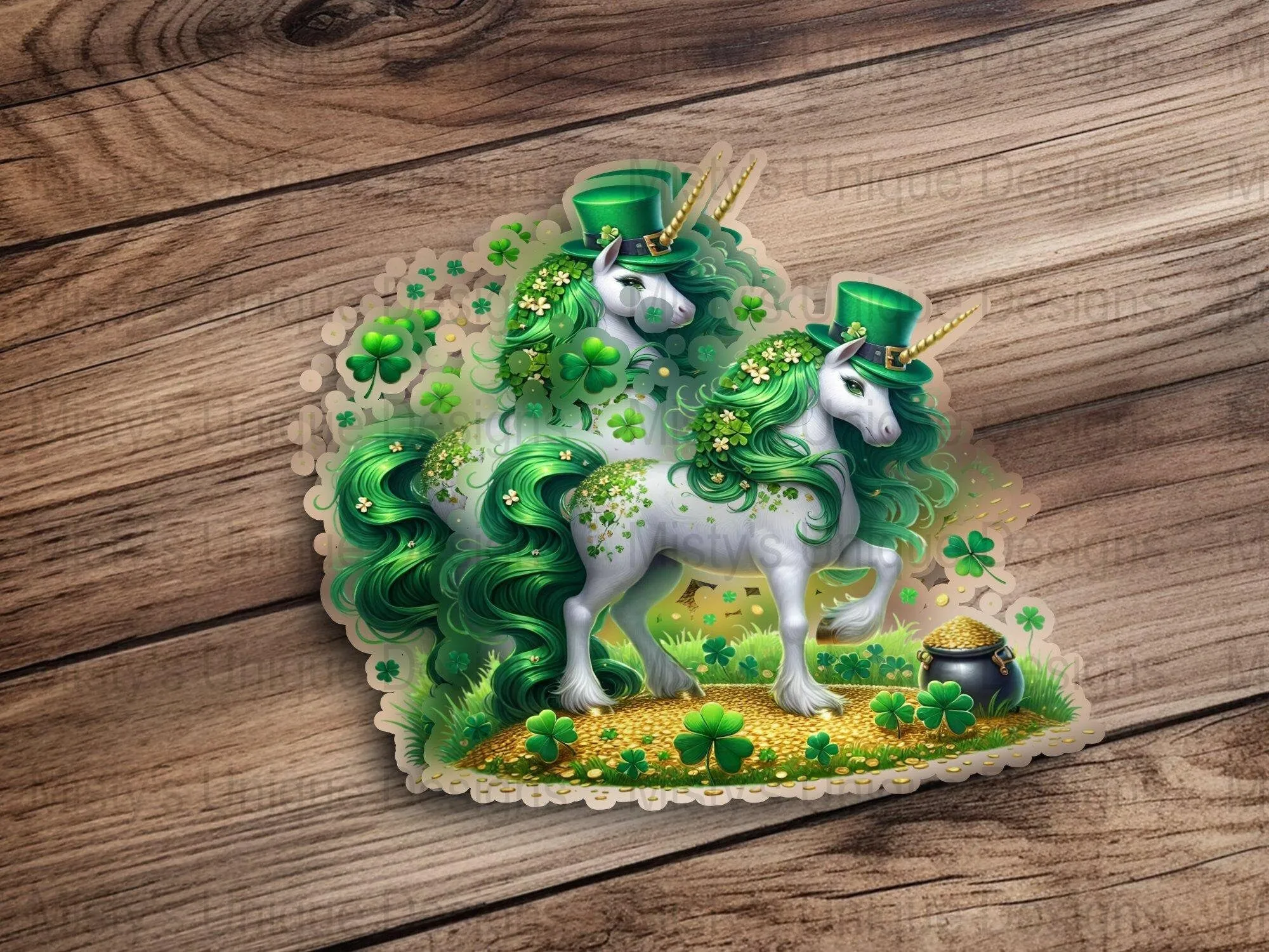 St. Patrick&#39;s Day Unicorn Clipart, Green Floral Unicorn PNG, Digital Download, Irish Celebration, Magical Horse Illustration, Party Decor