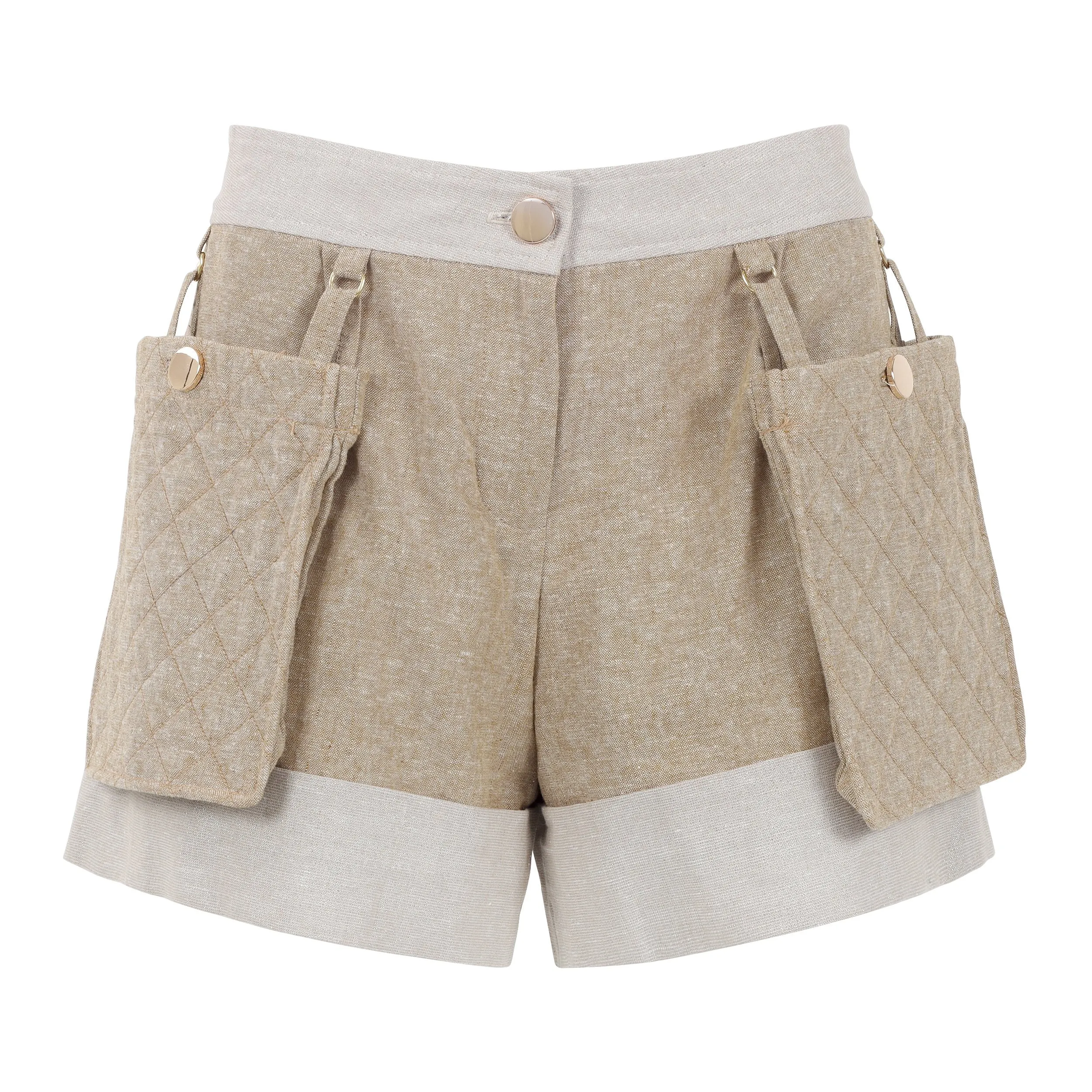 Venice Cargo Shorts in Ivory and Tan