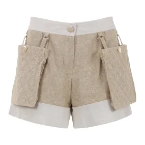 Venice Cargo Shorts in Ivory and Tan