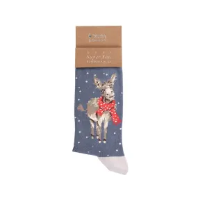 Wrendale All Wrapped Up Donkey Mens Socks Christmas