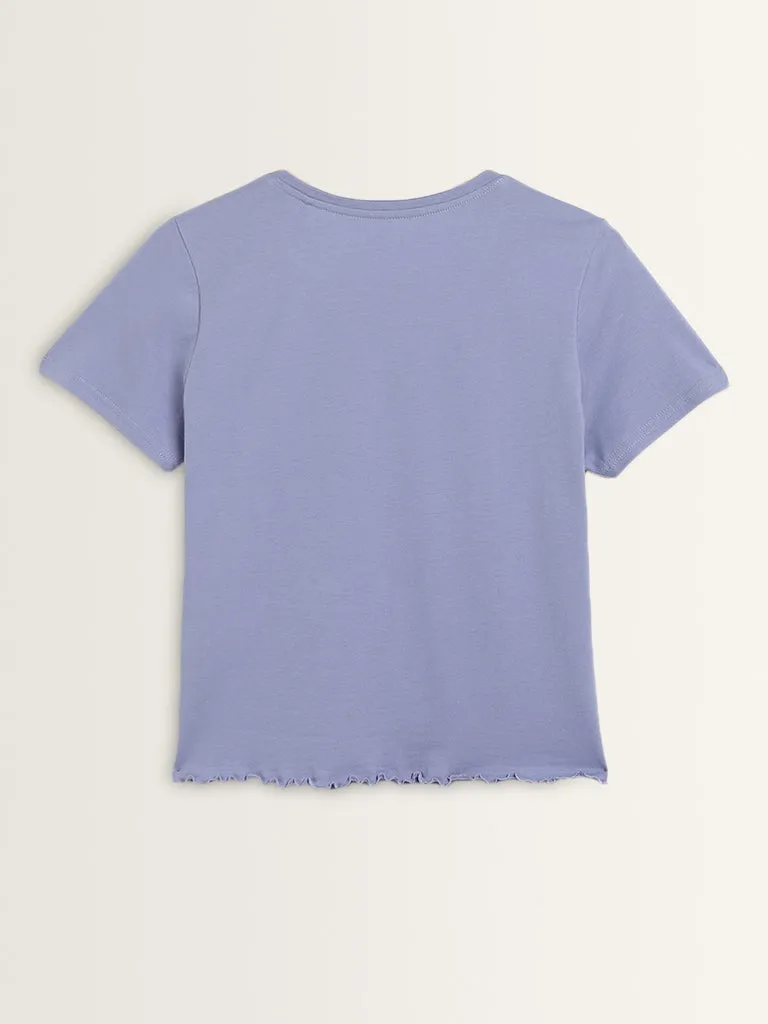 Wunderlove Violet Koala Cotton Shorts Set In A Bag