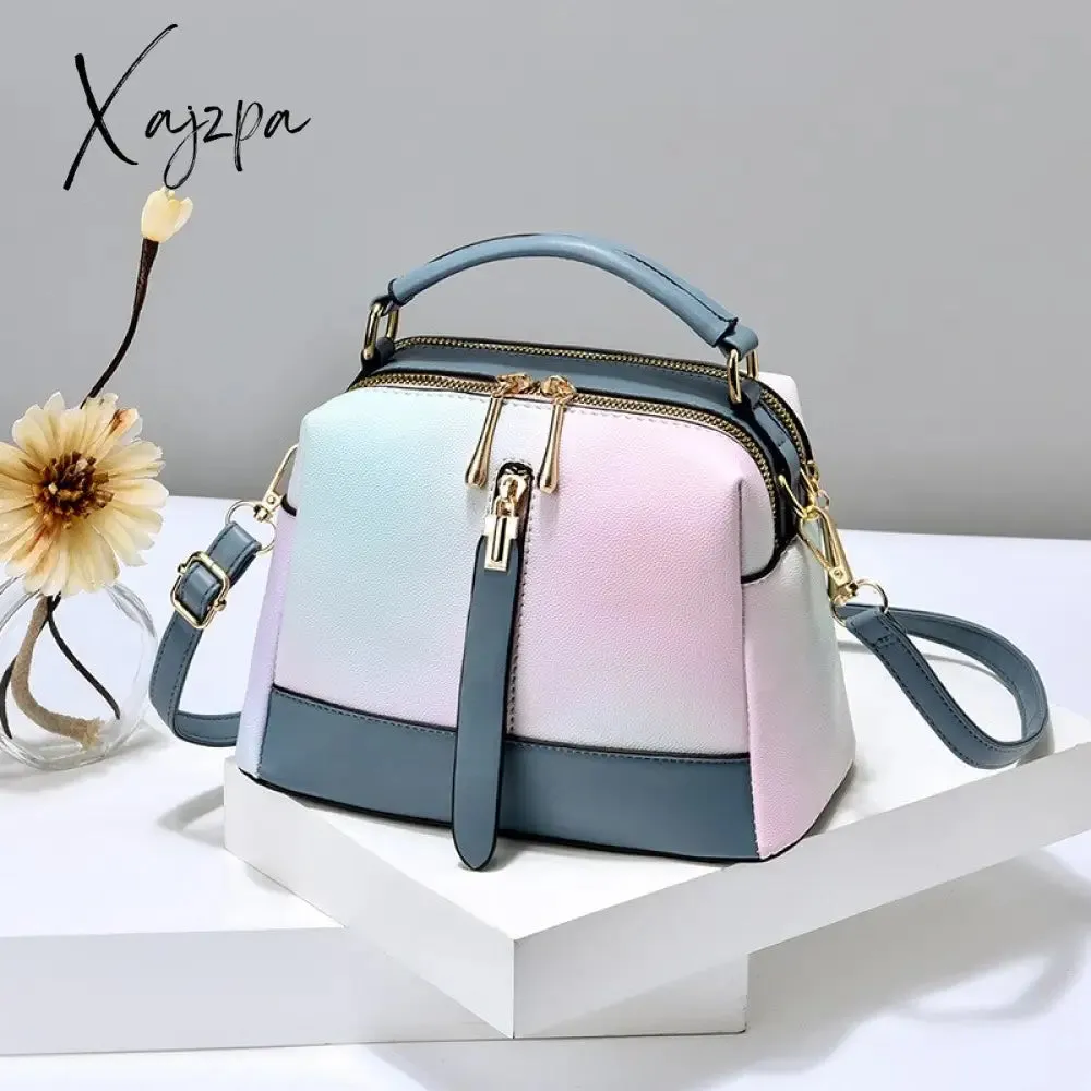 Xajzpa Fashion PU Leather Scalloped Shoulder Bags for Women Casual Ice Cream Color Simple Female Hand Bags Crossbody bags