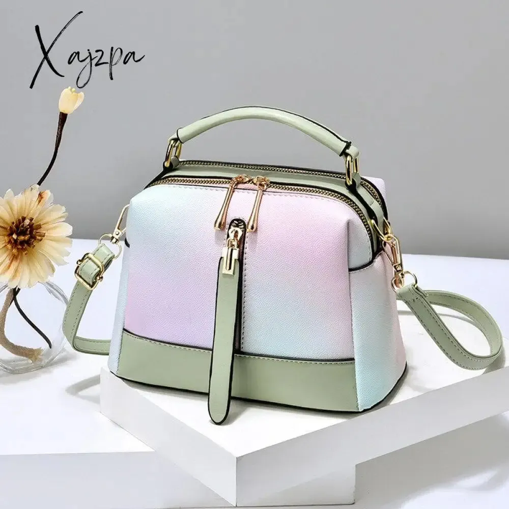 Xajzpa Fashion PU Leather Scalloped Shoulder Bags for Women Casual Ice Cream Color Simple Female Hand Bags Crossbody bags