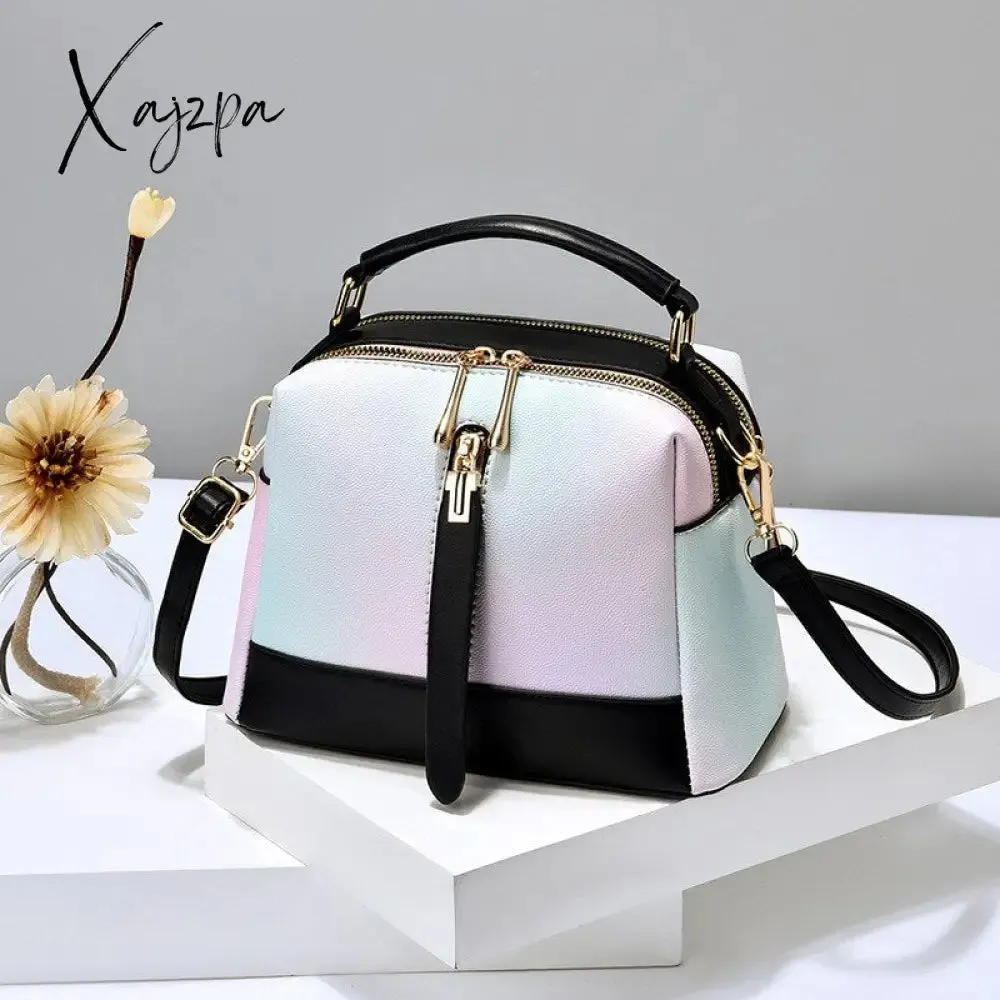 Xajzpa Fashion PU Leather Scalloped Shoulder Bags for Women Casual Ice Cream Color Simple Female Hand Bags Crossbody bags
